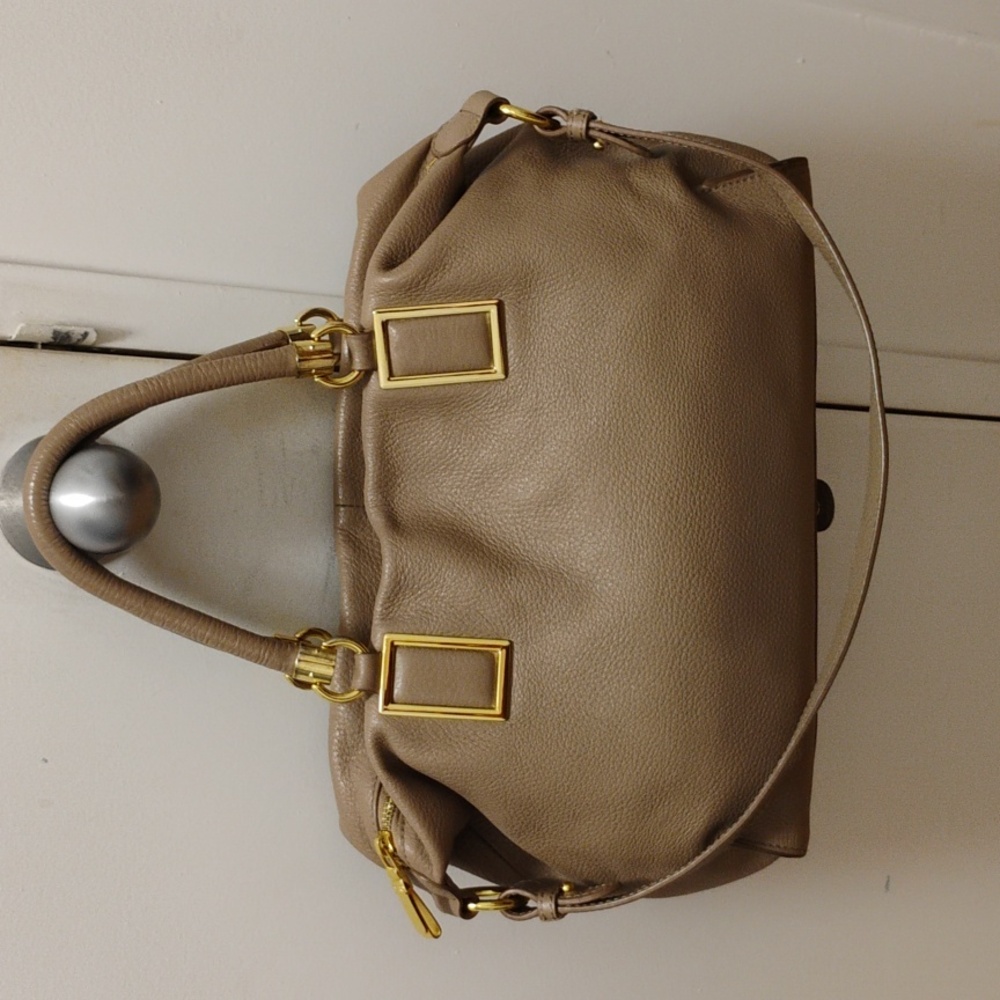 Jack French London Taupe Satchel with Gold Accents